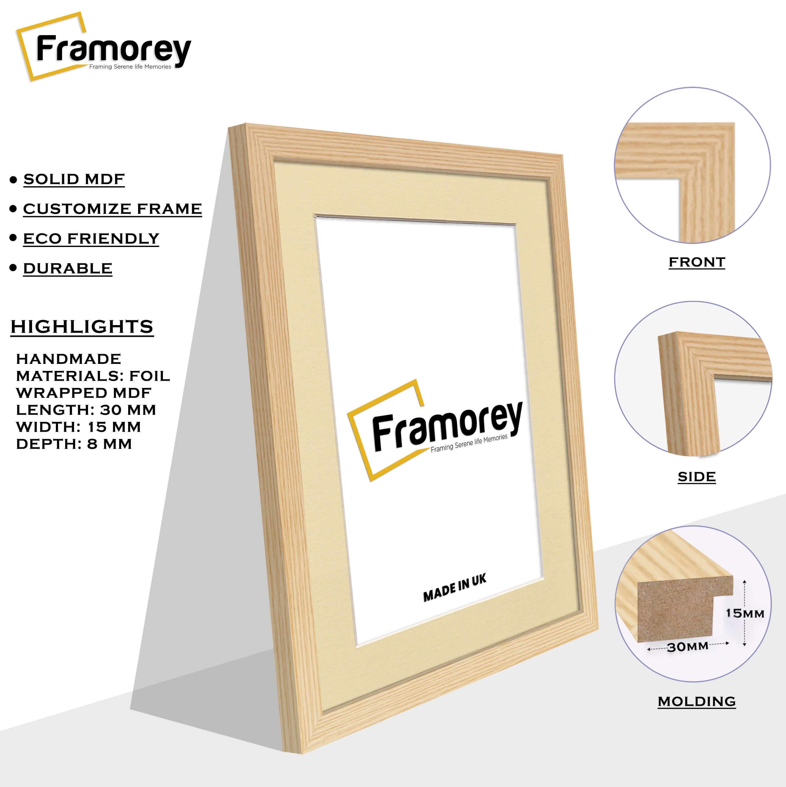 Pine Picture Frame With Ivory Mount