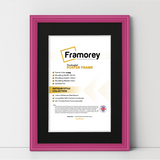 Pink antique-style poster frame with black mount, Framorey handmade picture frame for wall display