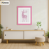 Pink Picture Frame hanging on a wall just over the Table
