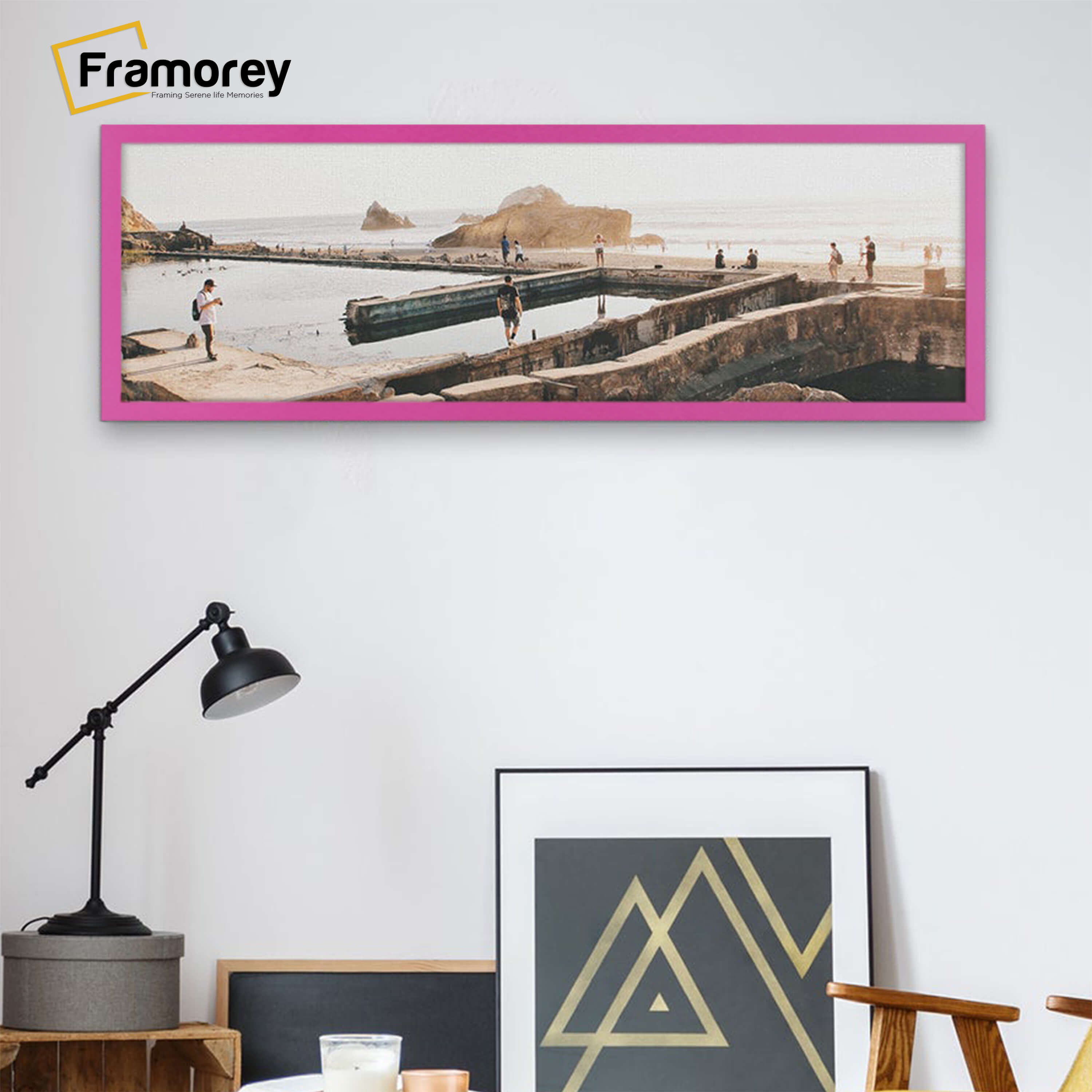 Thin Matt Panoramic Pink Picture Frame Poster Frames