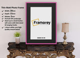 Thin Pink Photo Frame With Black Mount Flat Wooden Effect Picture Frame Maxi Art Poster Frames - FRAMOREY