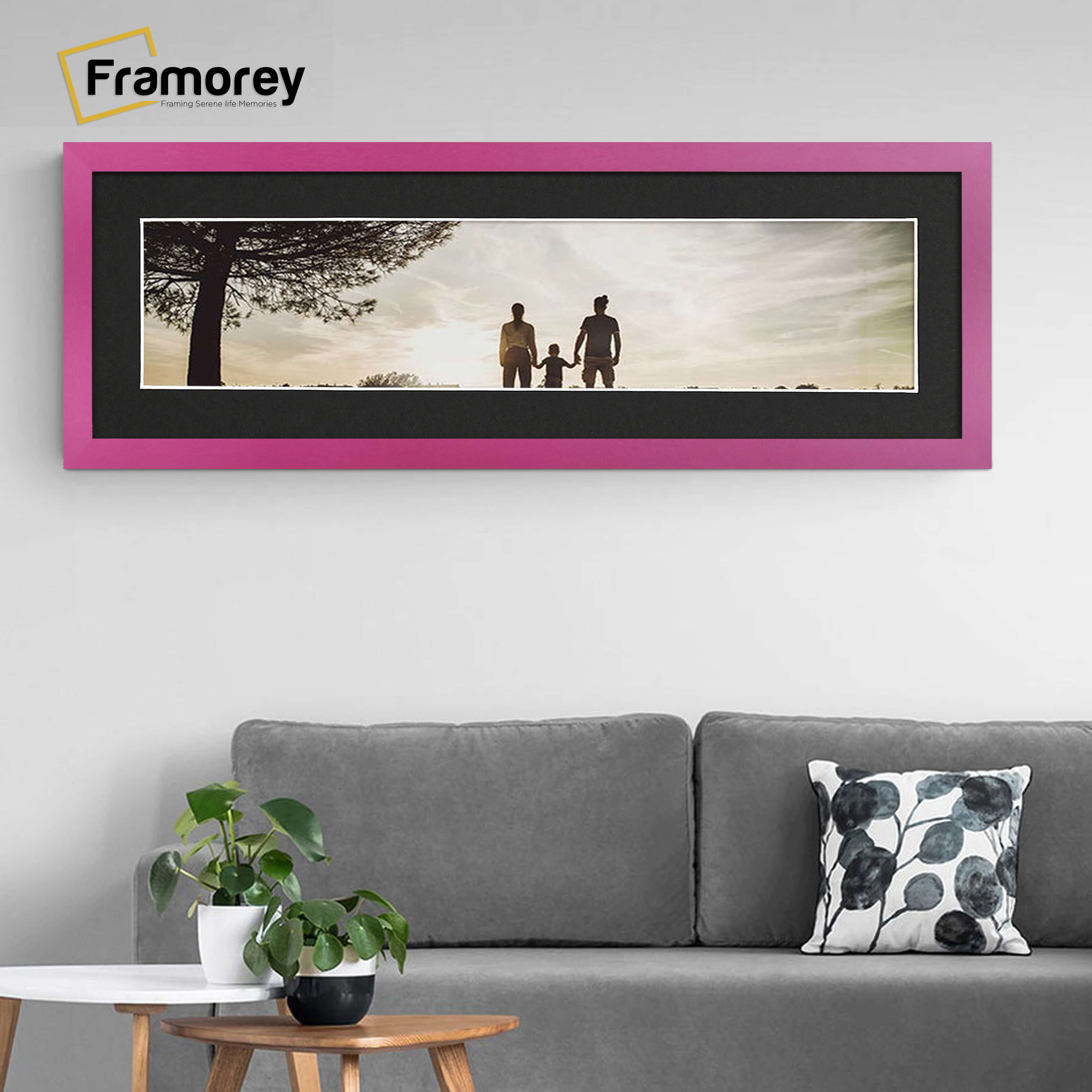 Panoramic Pink Picture Frame With Black Mount Wall Décor Frame