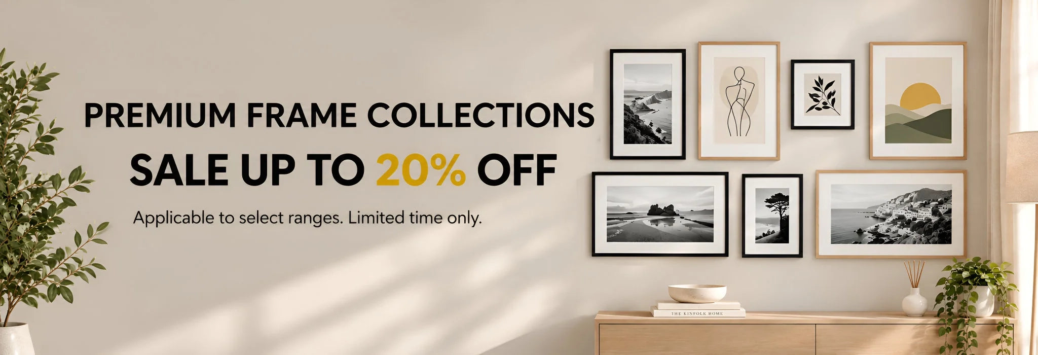 Premium Photo Frames Collection Banner Featuring Styled Gallery Wall Picture frames