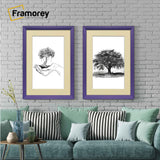Antique Style Purple Picture Frame Wall Art Photo Frame With Ivory Mount