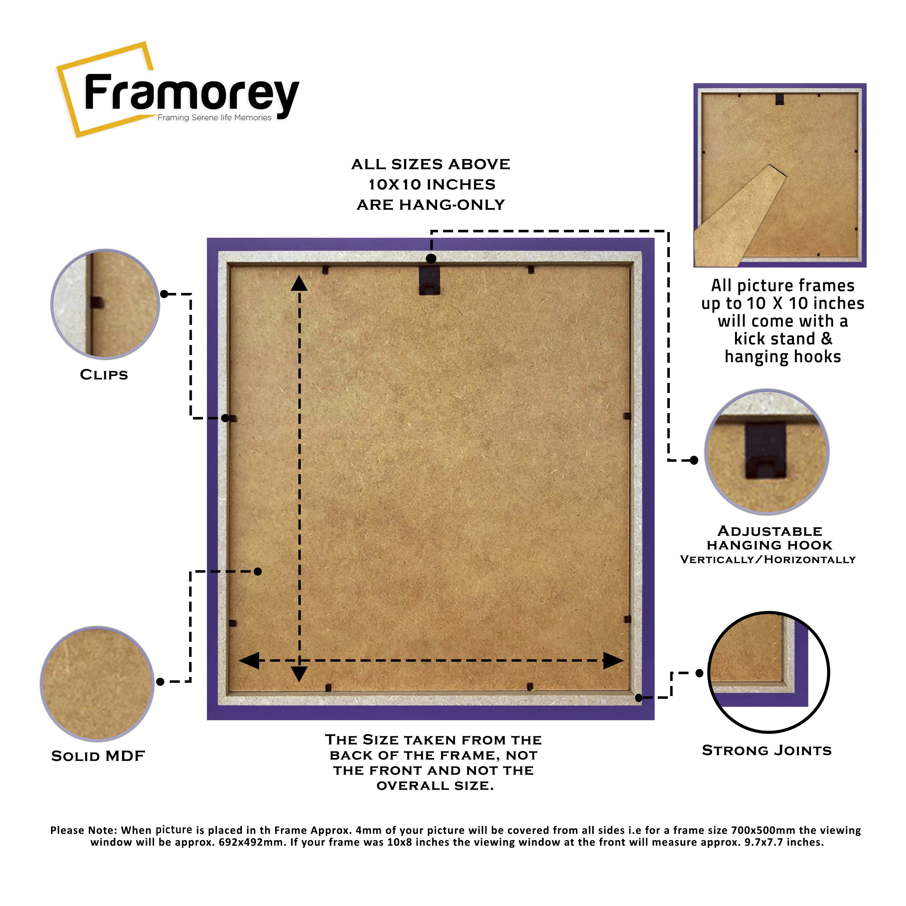 Square Size Thin Matt Purple Picture Frames With Ivory Mount