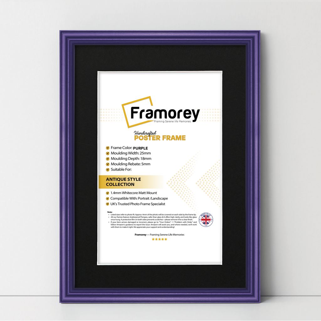 Framorey Purple picture frame with black mount