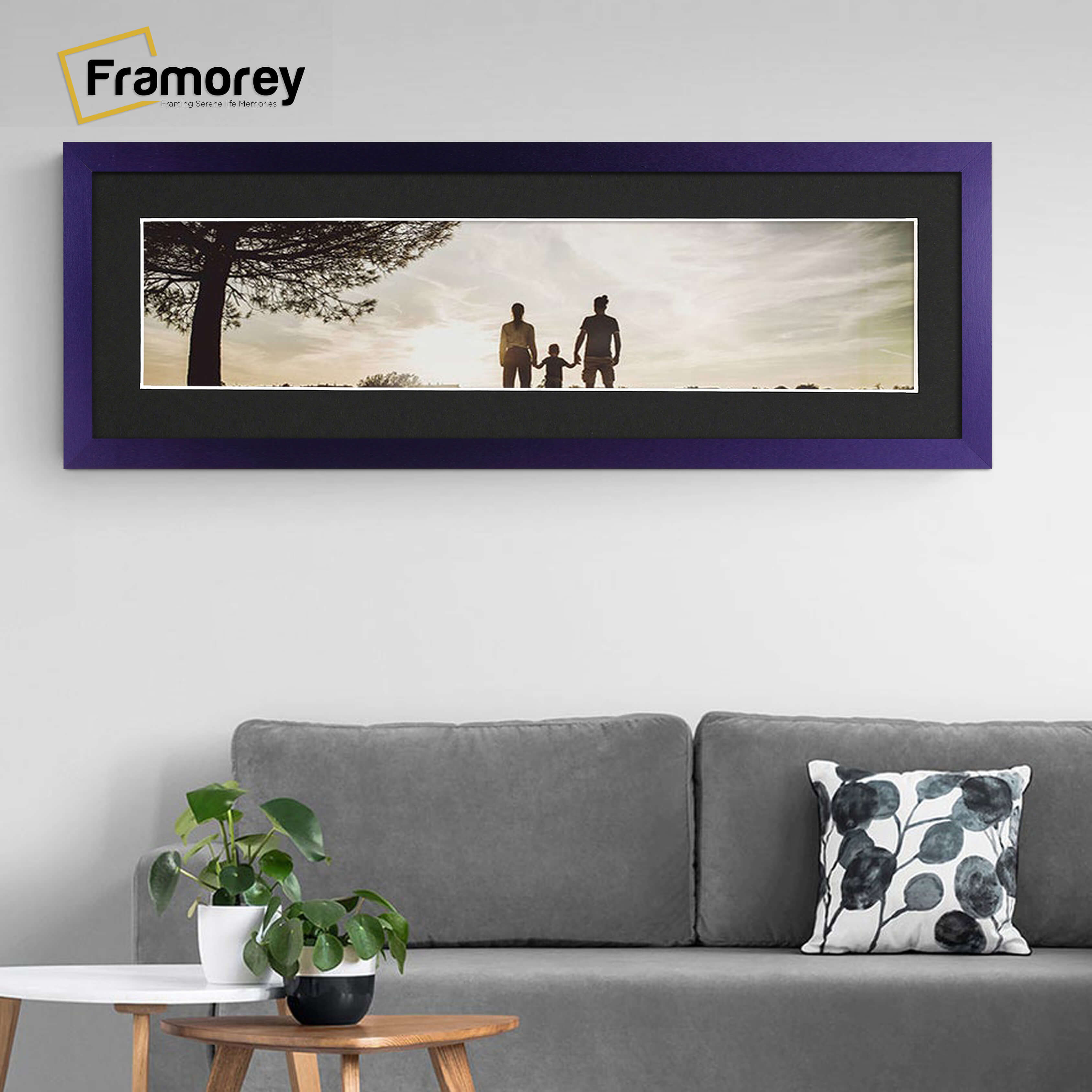 Panoramic Purple Picture Frame With Black Mount