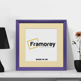 Antique Style Square Purple Picture Frame Wall Art Photo Frame With Ivory Mount