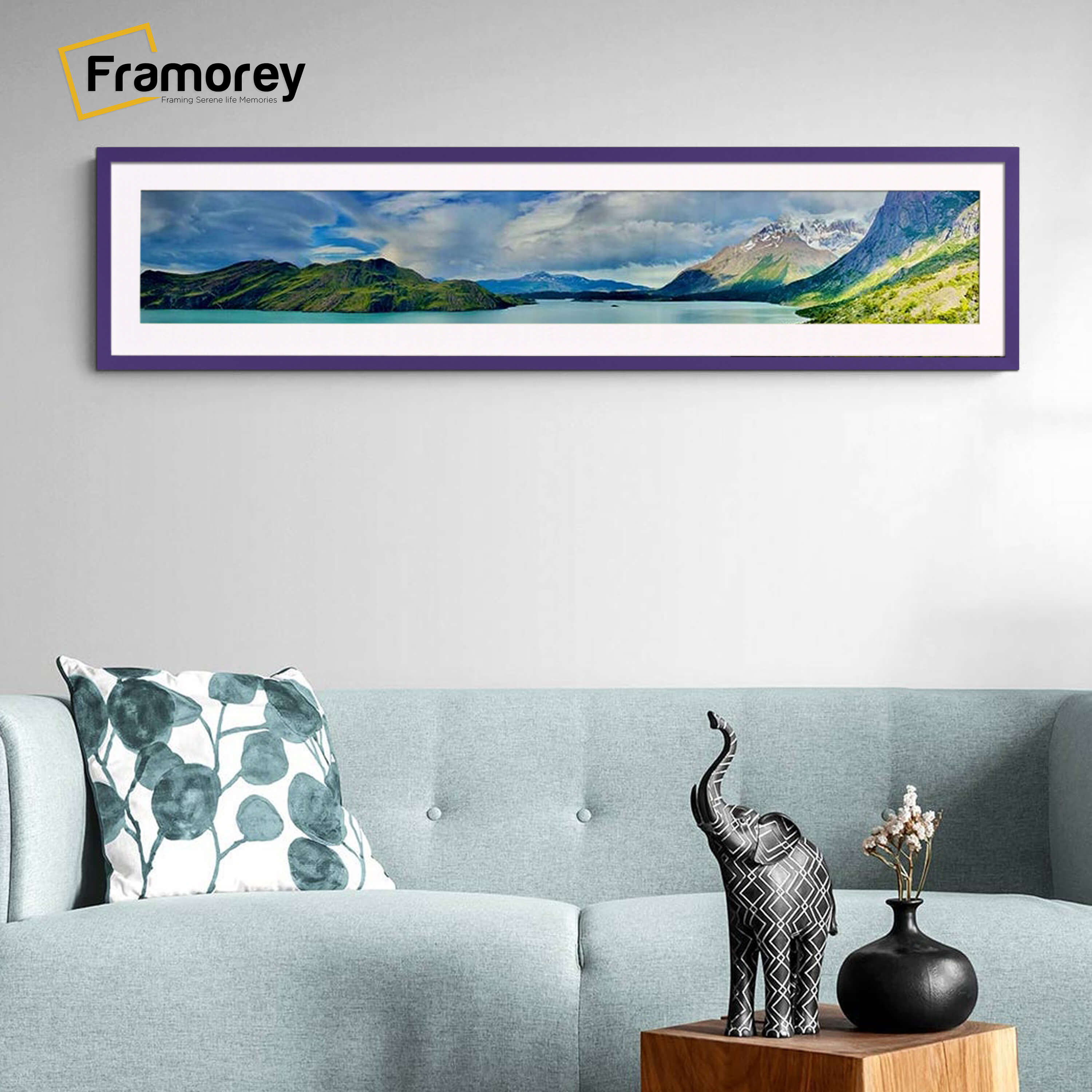 Thin Matt Panoramic Purple Picture Frames With White Mount