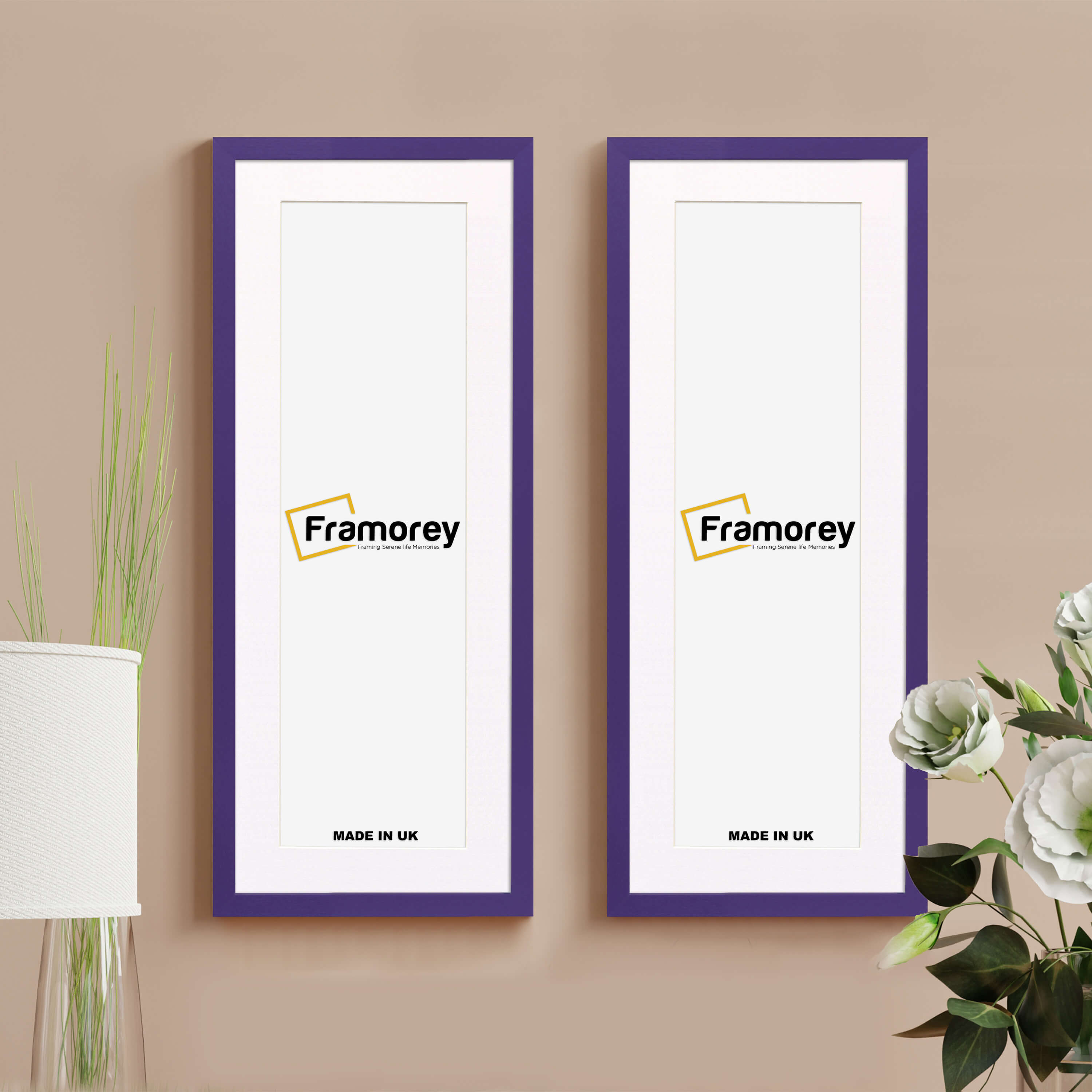 Thin Matt Panoramic Purple Picture Frames With White Mount