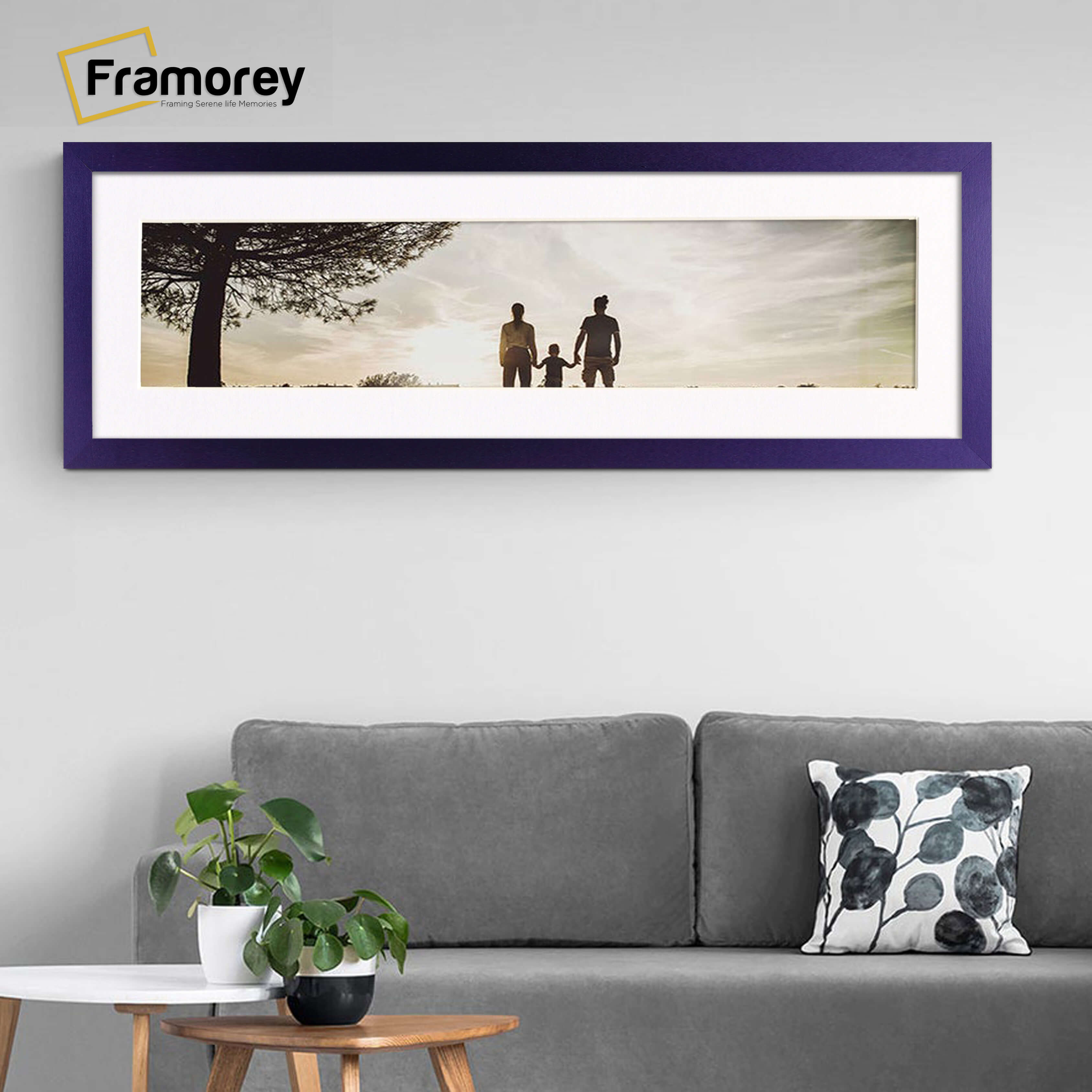 Panoramic Purple Picture Frame With White Mount