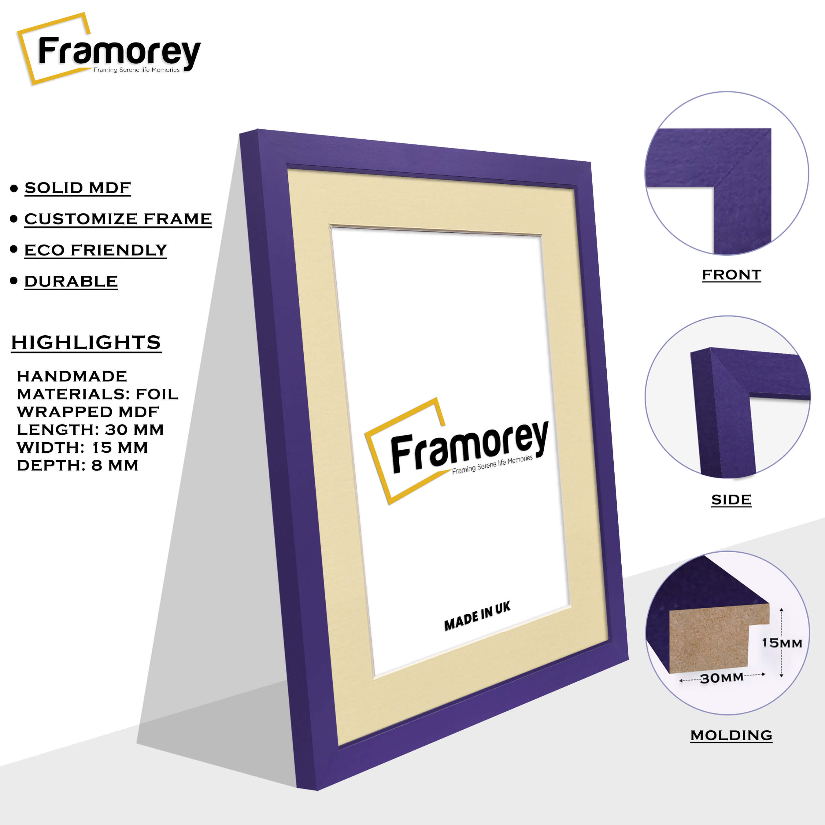 Purple Picture Frame With Ivory Mount