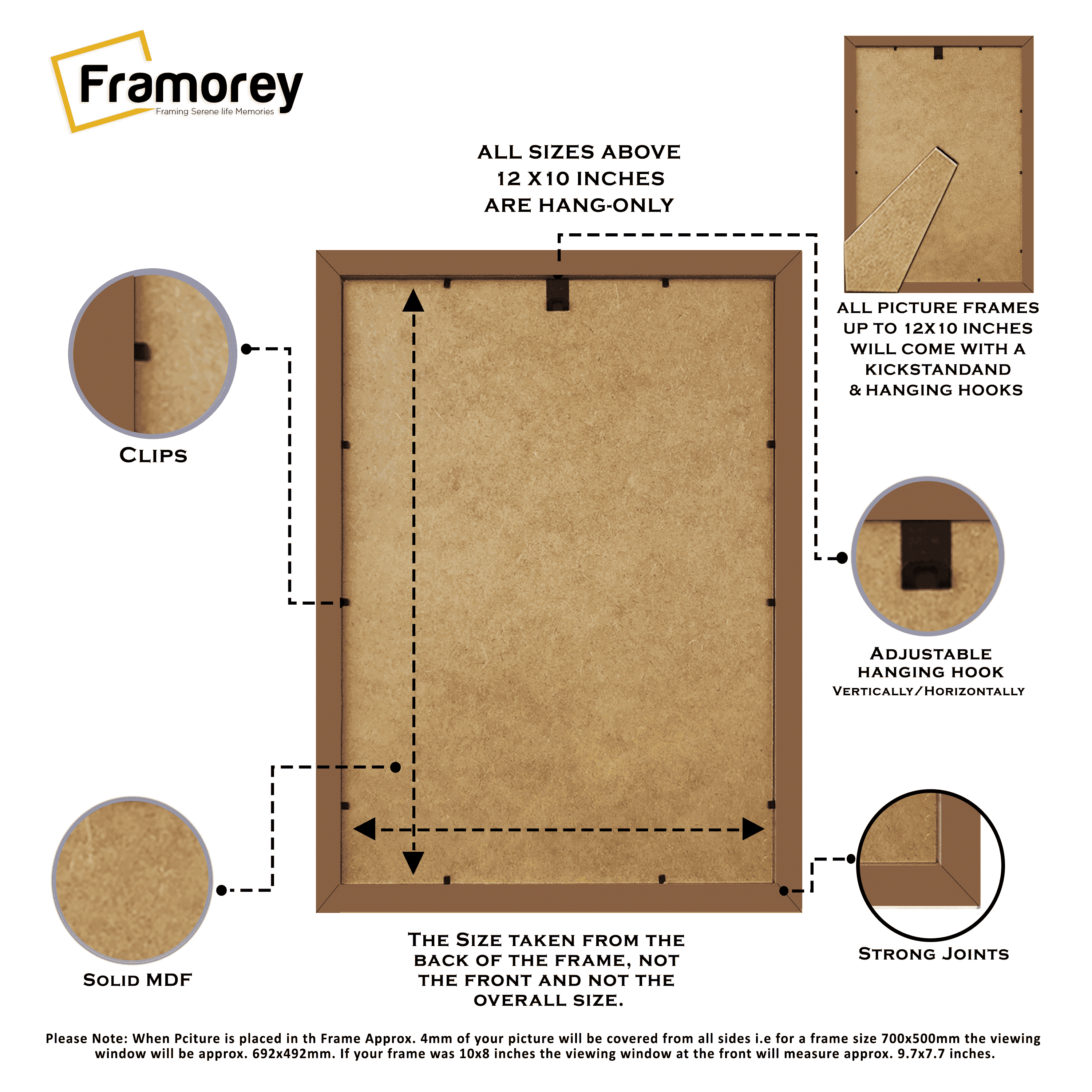 Thin Matt Walnut Picture Frame With Ivory Mount