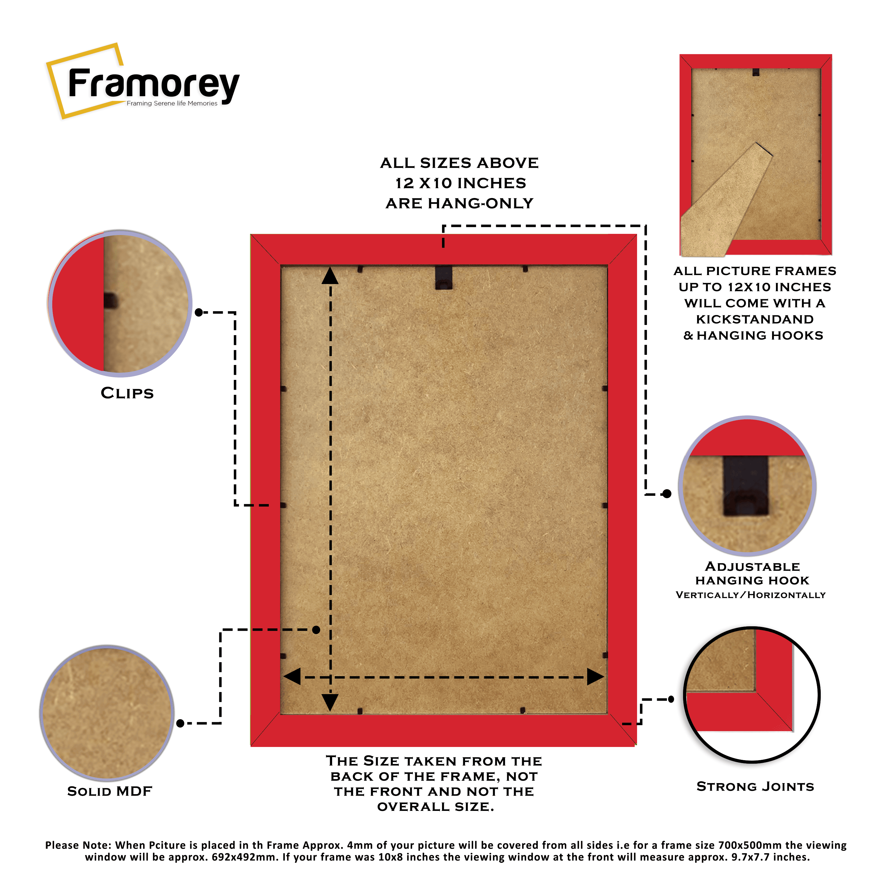 Red Picture Frame With Ivory Mount