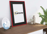Thin Pink Photo Frame With Black Mount Flat Wooden Effect Picture Frame Maxi Art Poster Frames - FRAMOREY