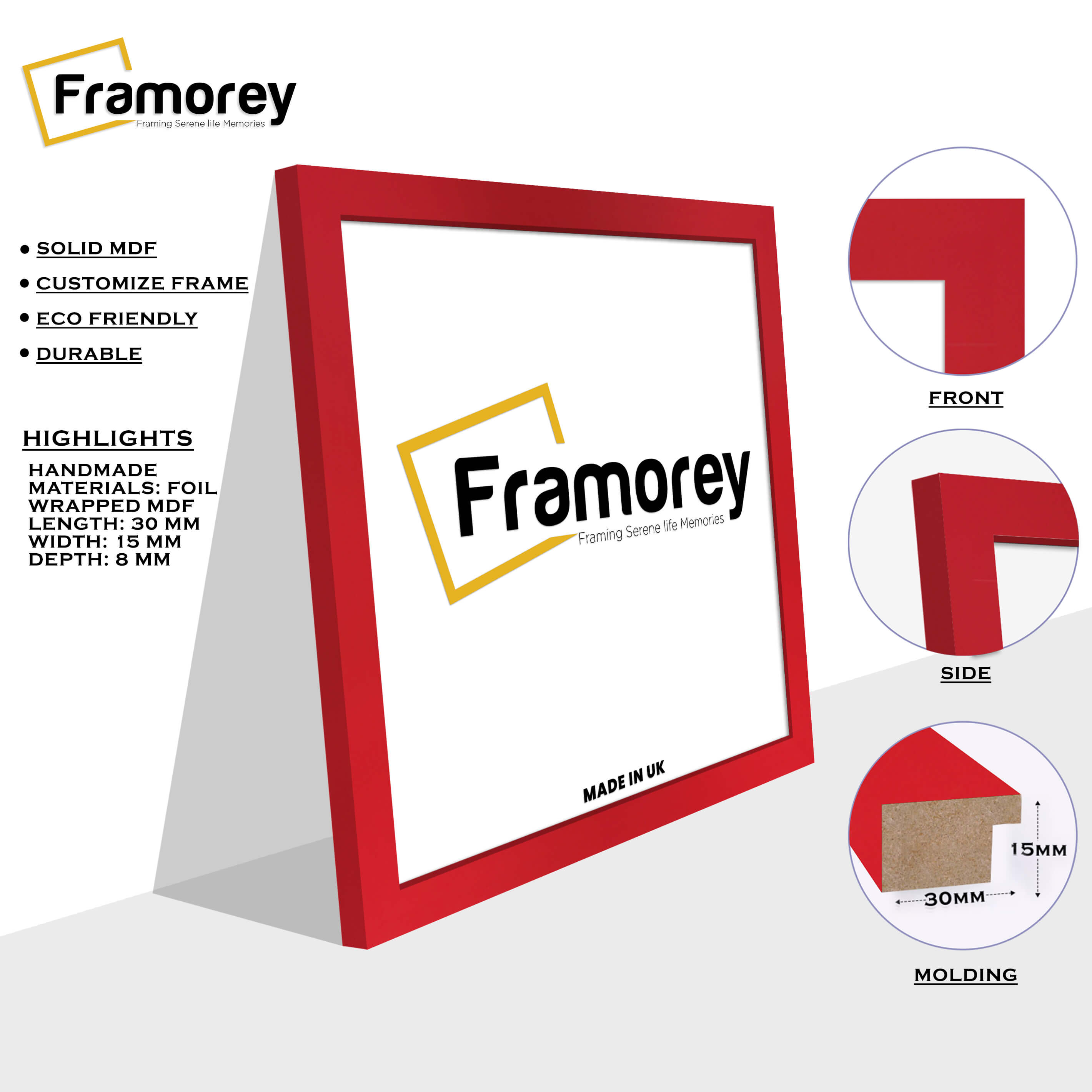Square Size Red Picture Frame Wall Décor Frames