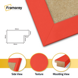 close view of Red Photo frame featuring side view texture and molding view