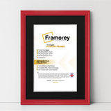 Red antique-style poster frame with black mount, Framorey handmade picture frame for wall display
