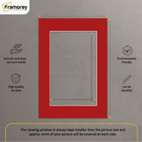 Red Bevel Cut Mount with some measurements and also some features mentioned in this image.
