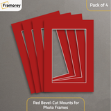 Red Bevel Cut Mount pack of 4.