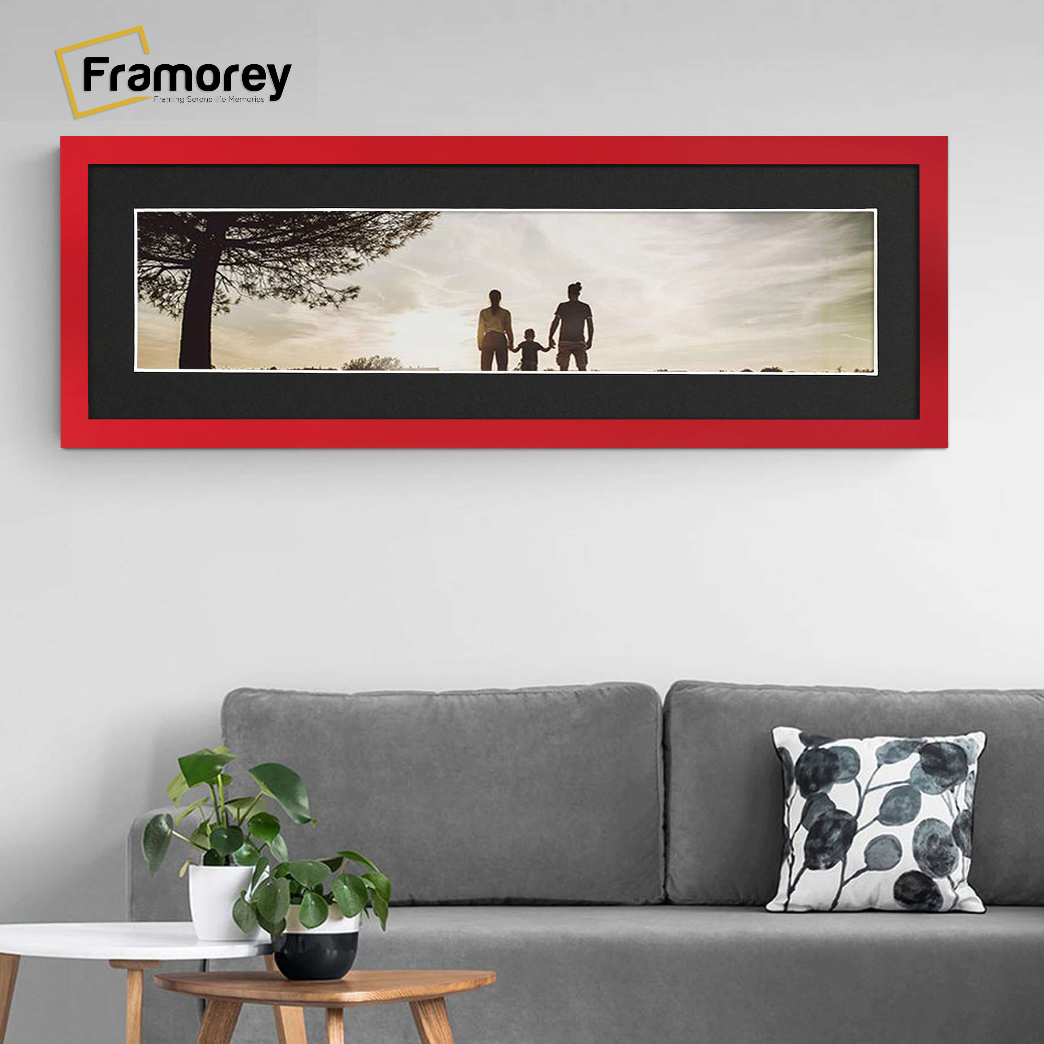 Panoramic Red Picture Frame With Black Mount Wall Décor Frame