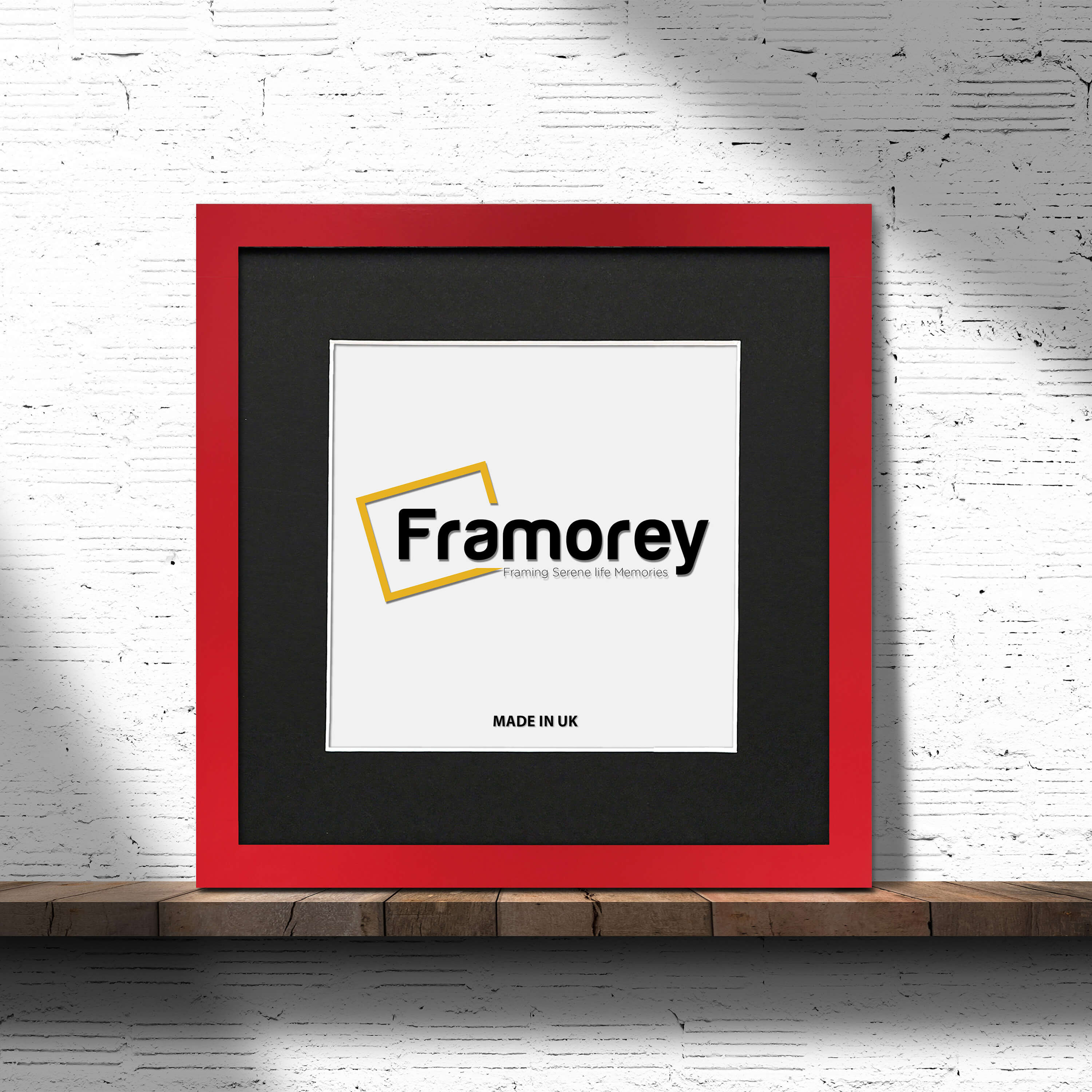 Square Size Red Picture Frame With Black Mount