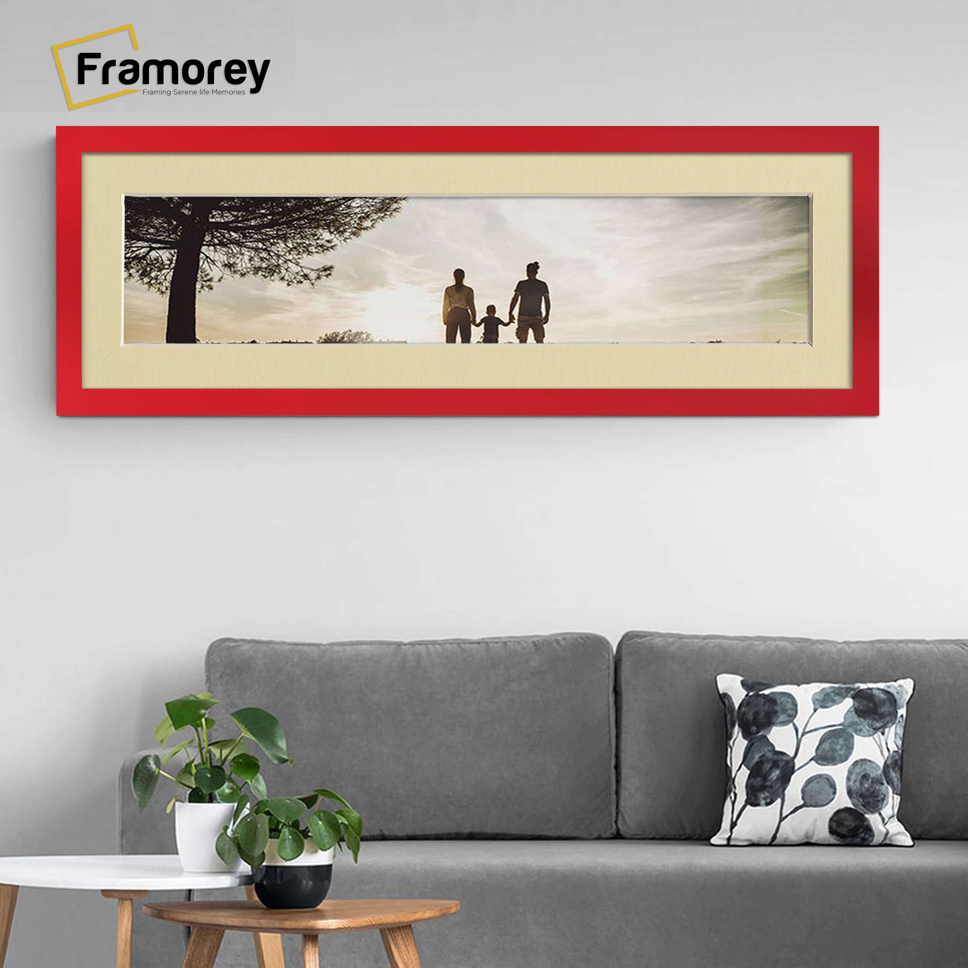Panoramic Red Picture Frame With Ivory Mount Wall Décor Frame