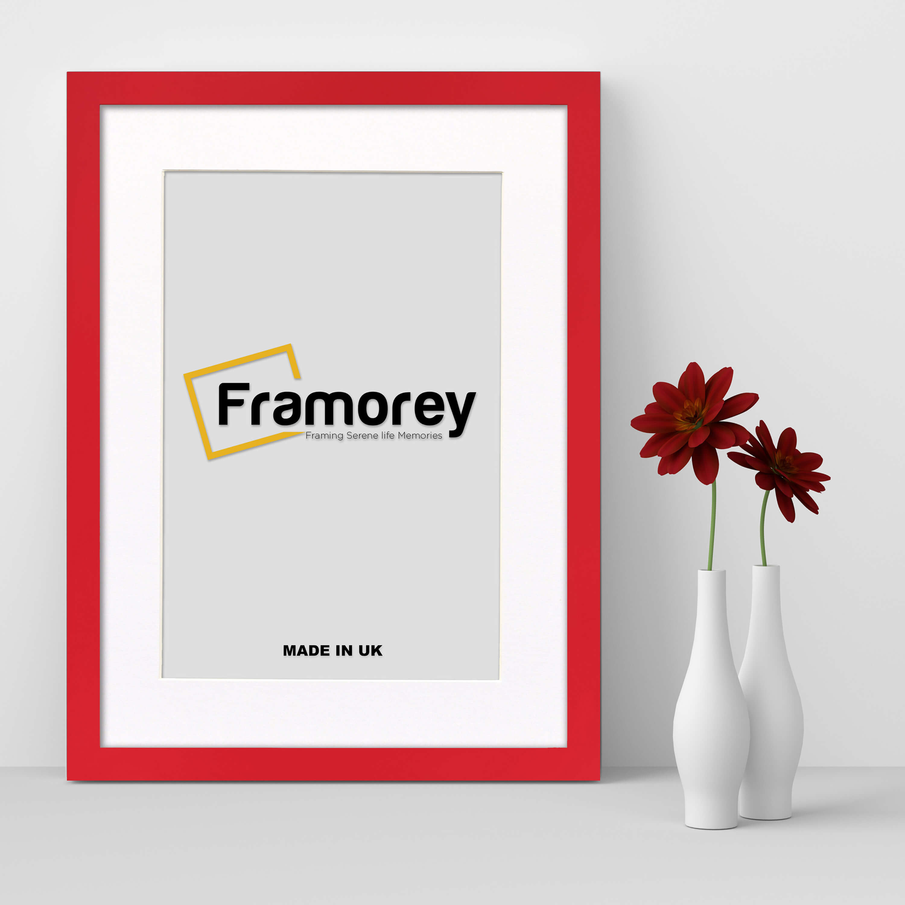 Red Picture Frame With White Mount