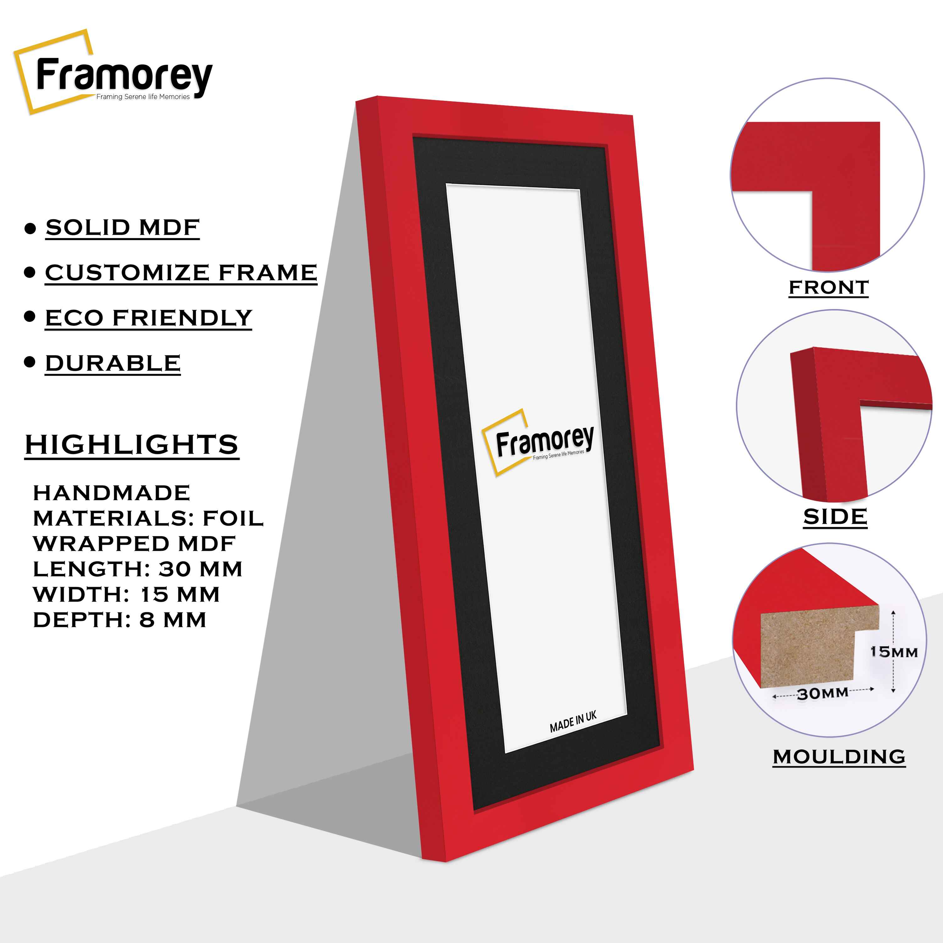 Panoramic Red Picture Frame With Black Mount Wall Décor Frame