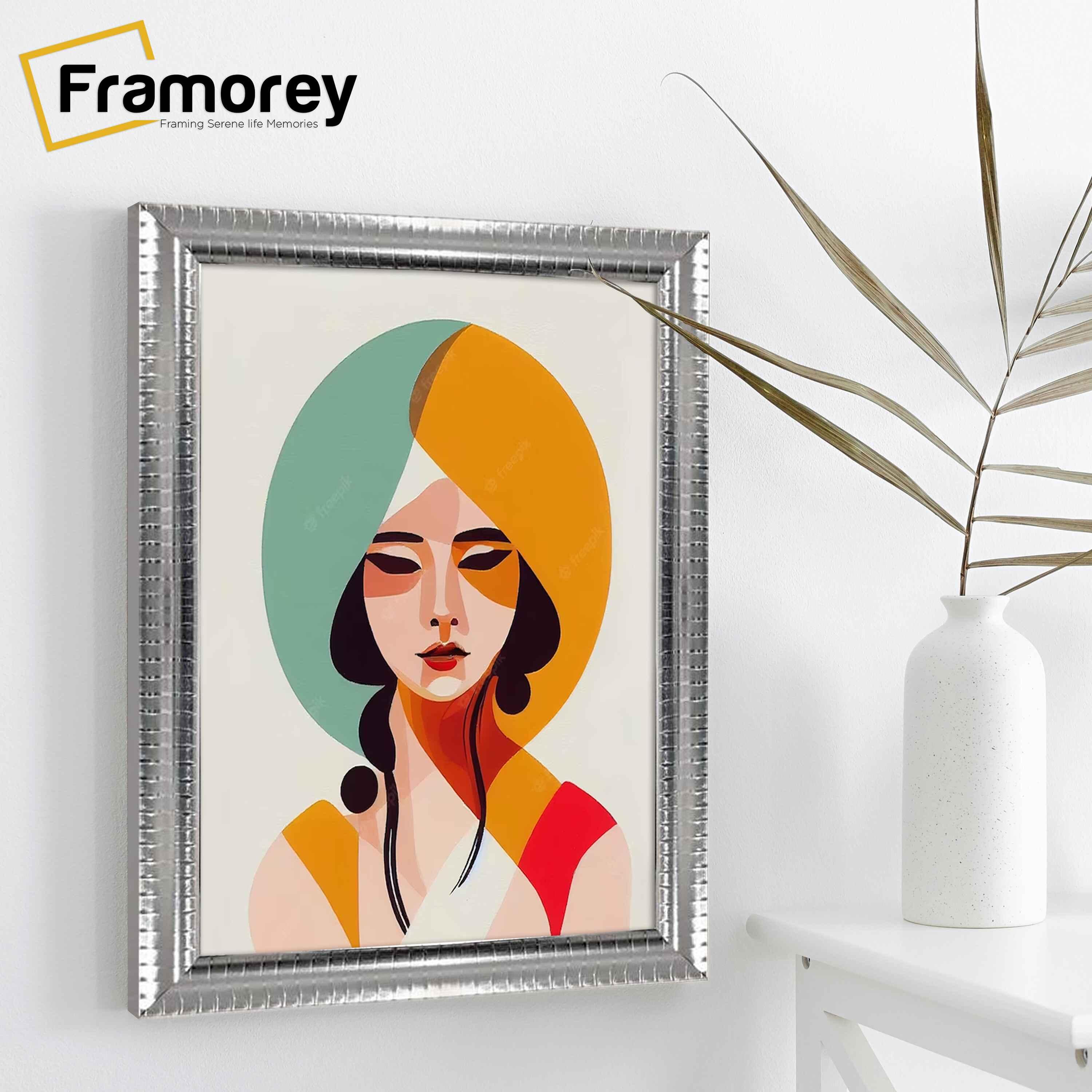 Silver Photo Frame Reverse Style Poster Frame hanging on a wall