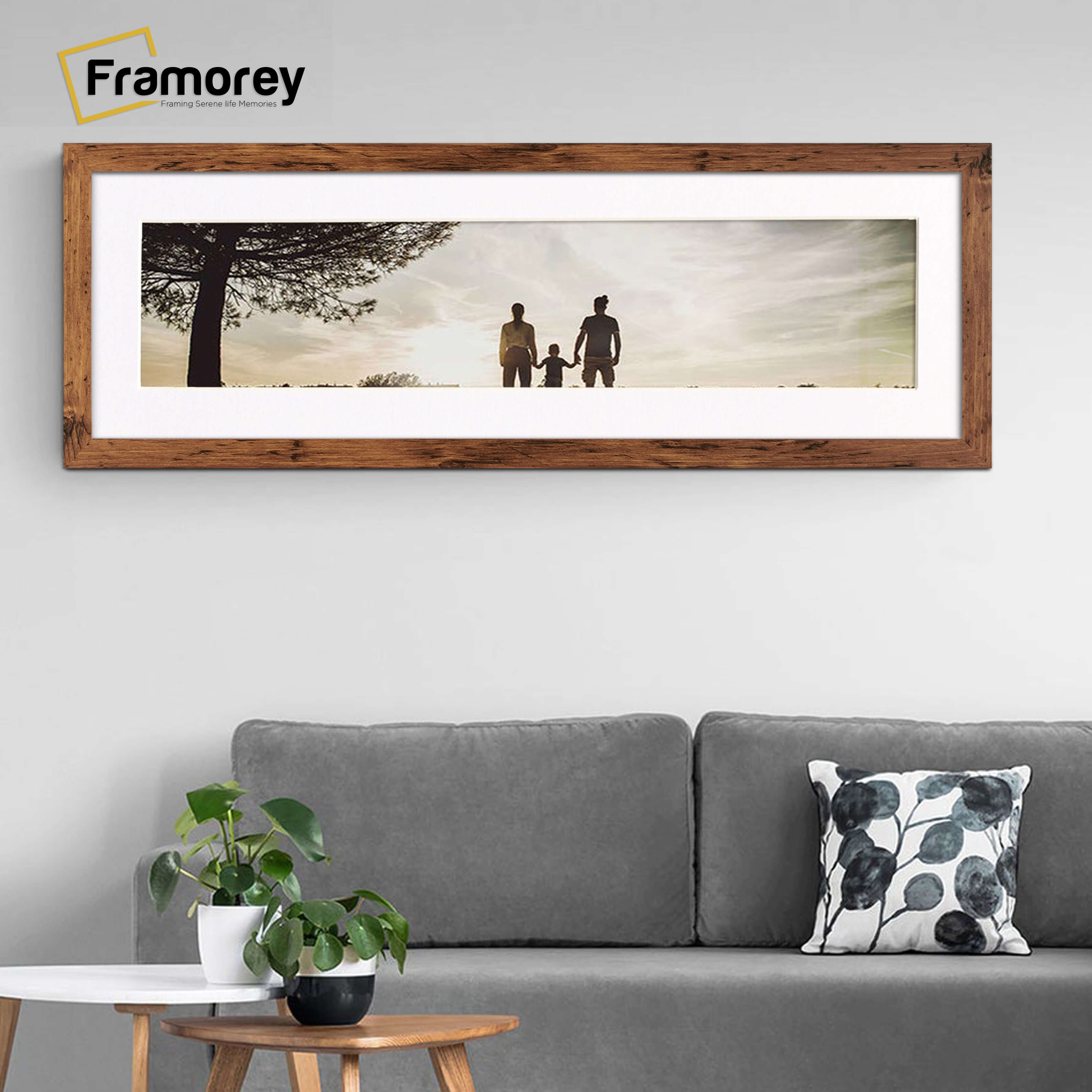 Panoramic Rustic Oak Picture Frame With White Mount