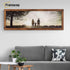 Panoramic Size Rustic Oak Picture Frame in a Landscape Direction hanging on a wall just over the couch.
