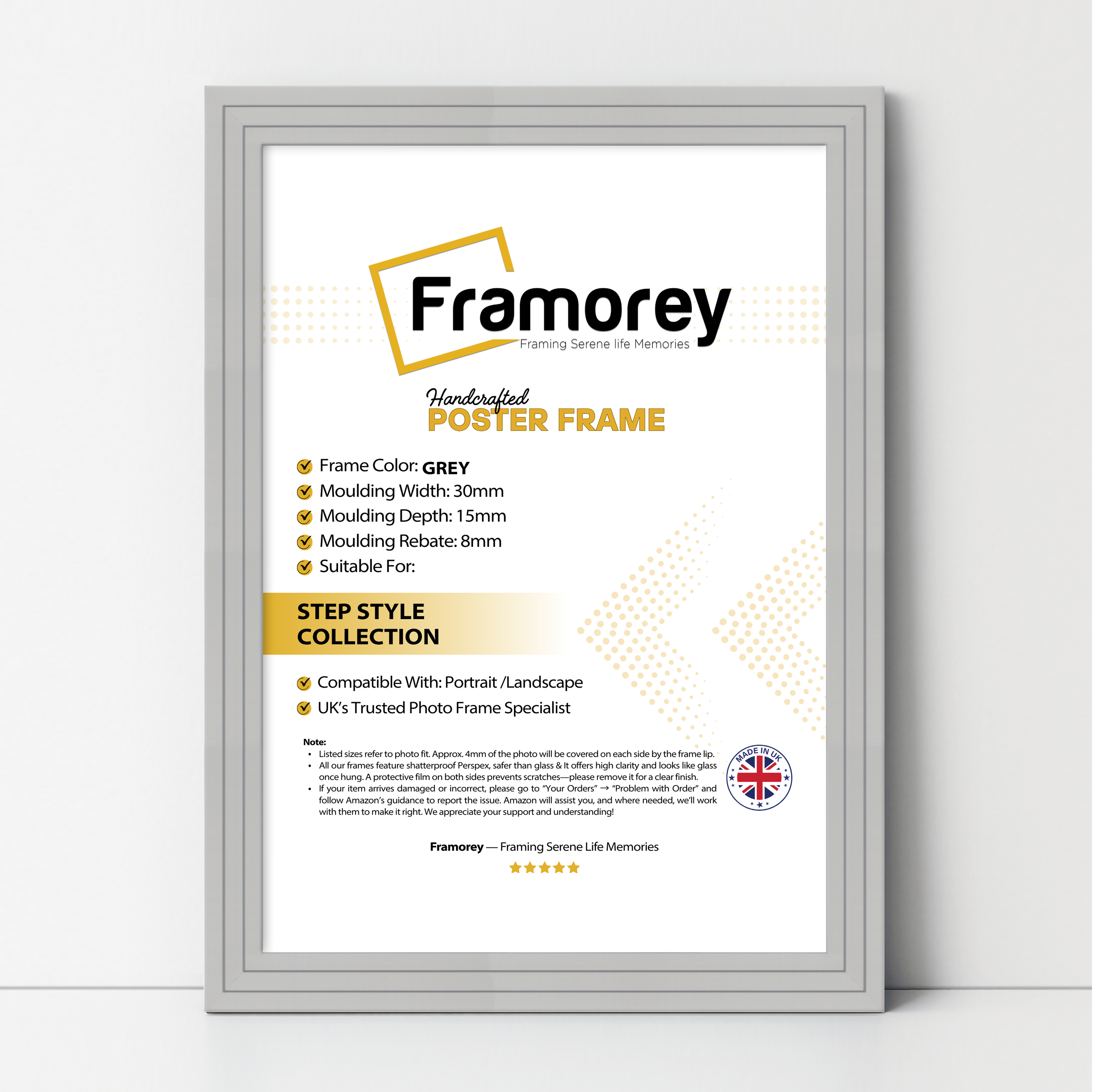 Step Style Grey Picture Frame Wall Art Poster Frame