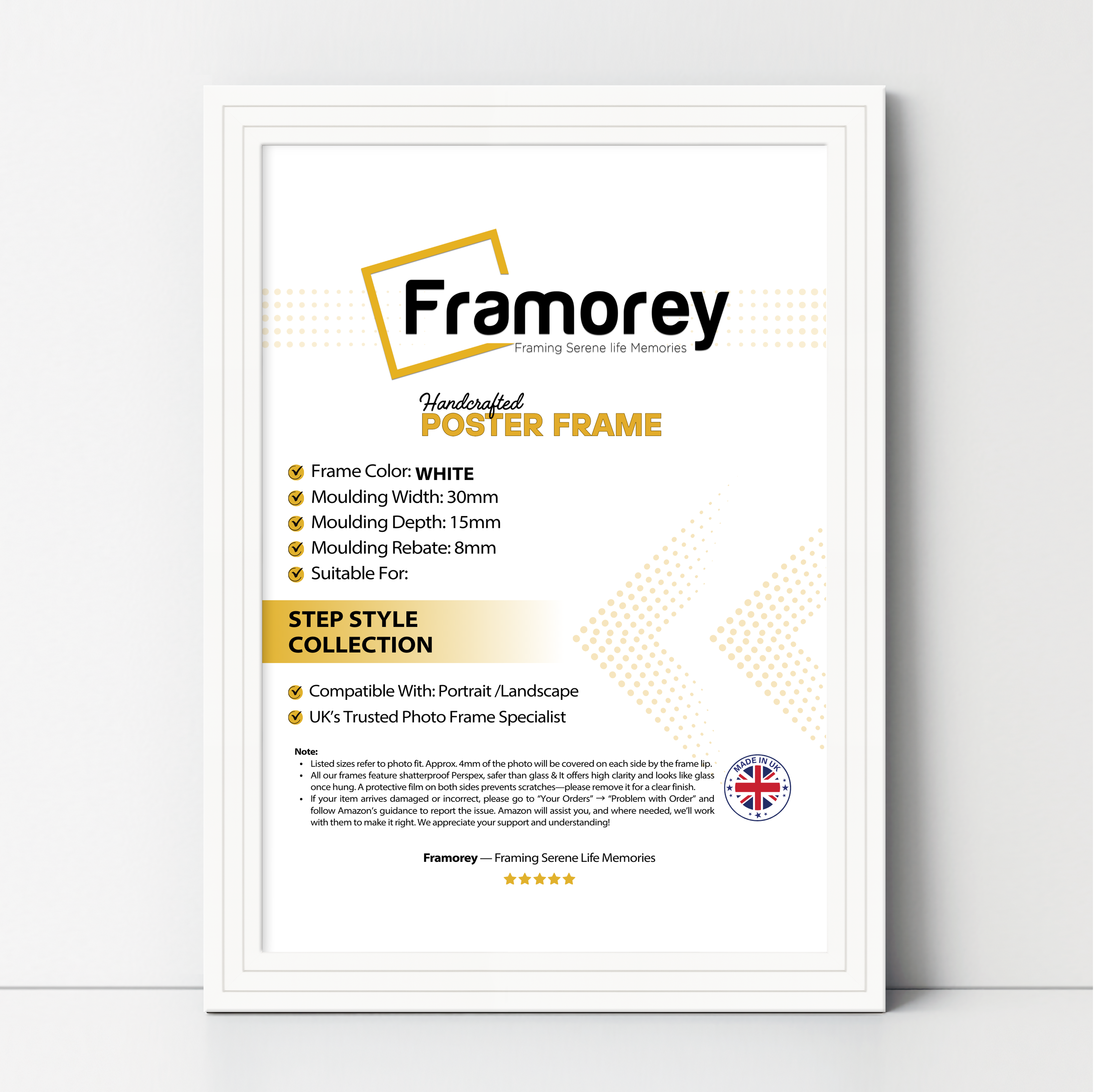 Step Style White Picture Frame Wall Art Poster Frame