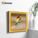 Side view of a Square Size Gold Photo Frames hanging on a wall 