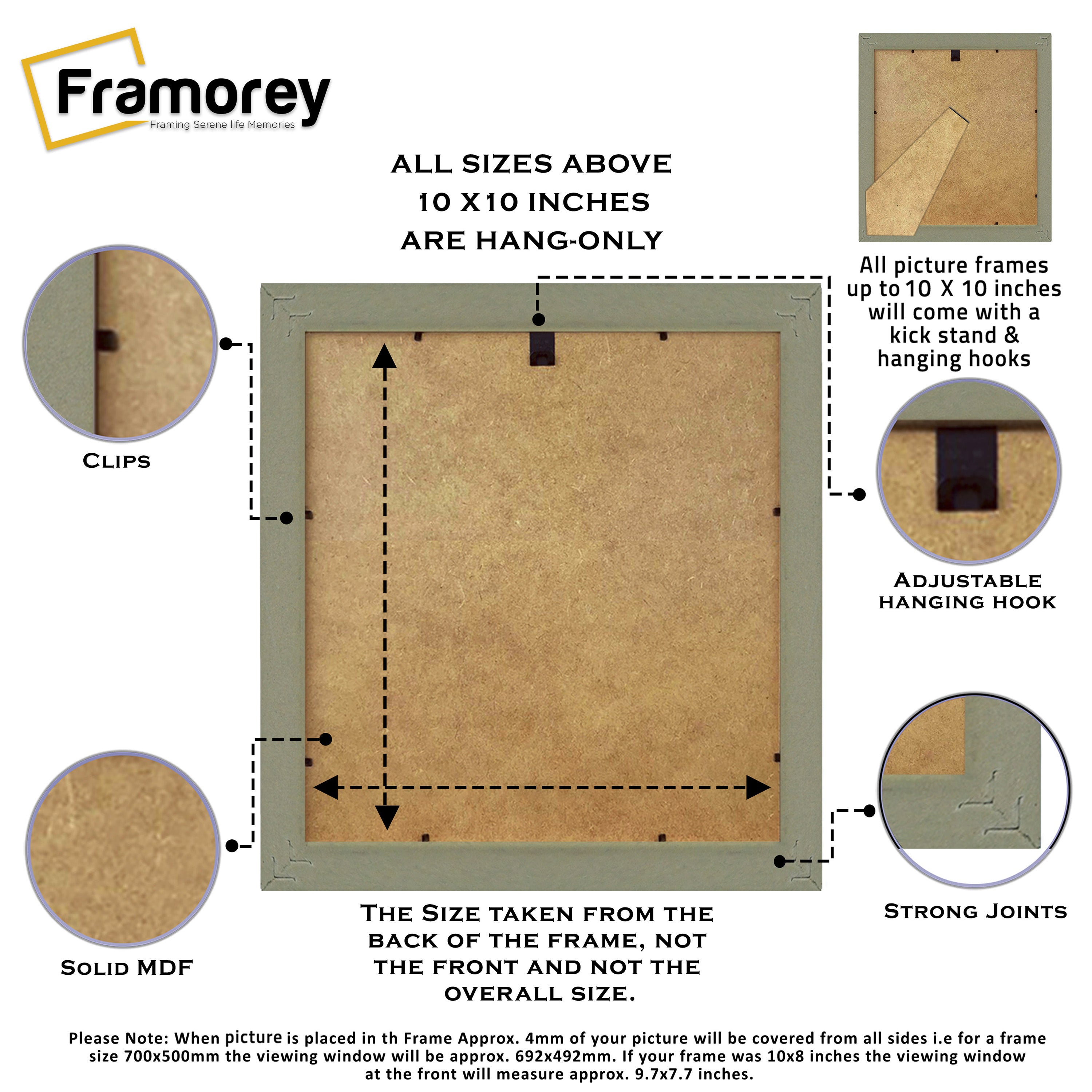 Square Photo Frame Backside View Poster Frame Highlighting it's Features