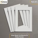 Silver Bevel Cut Mount pack of 4.