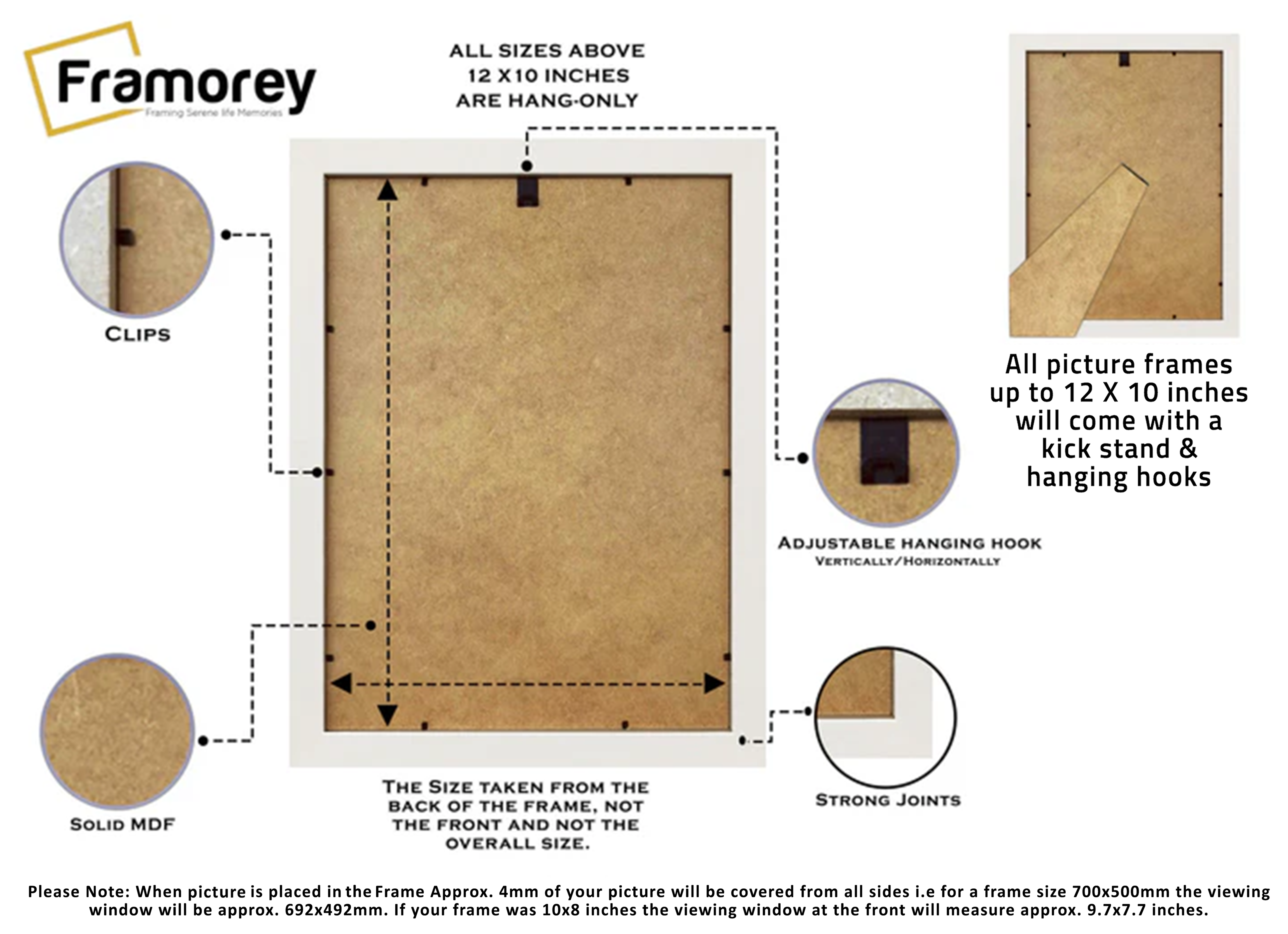 Silver Photo Frame Backside View Poster Frame Highlighting it's Features