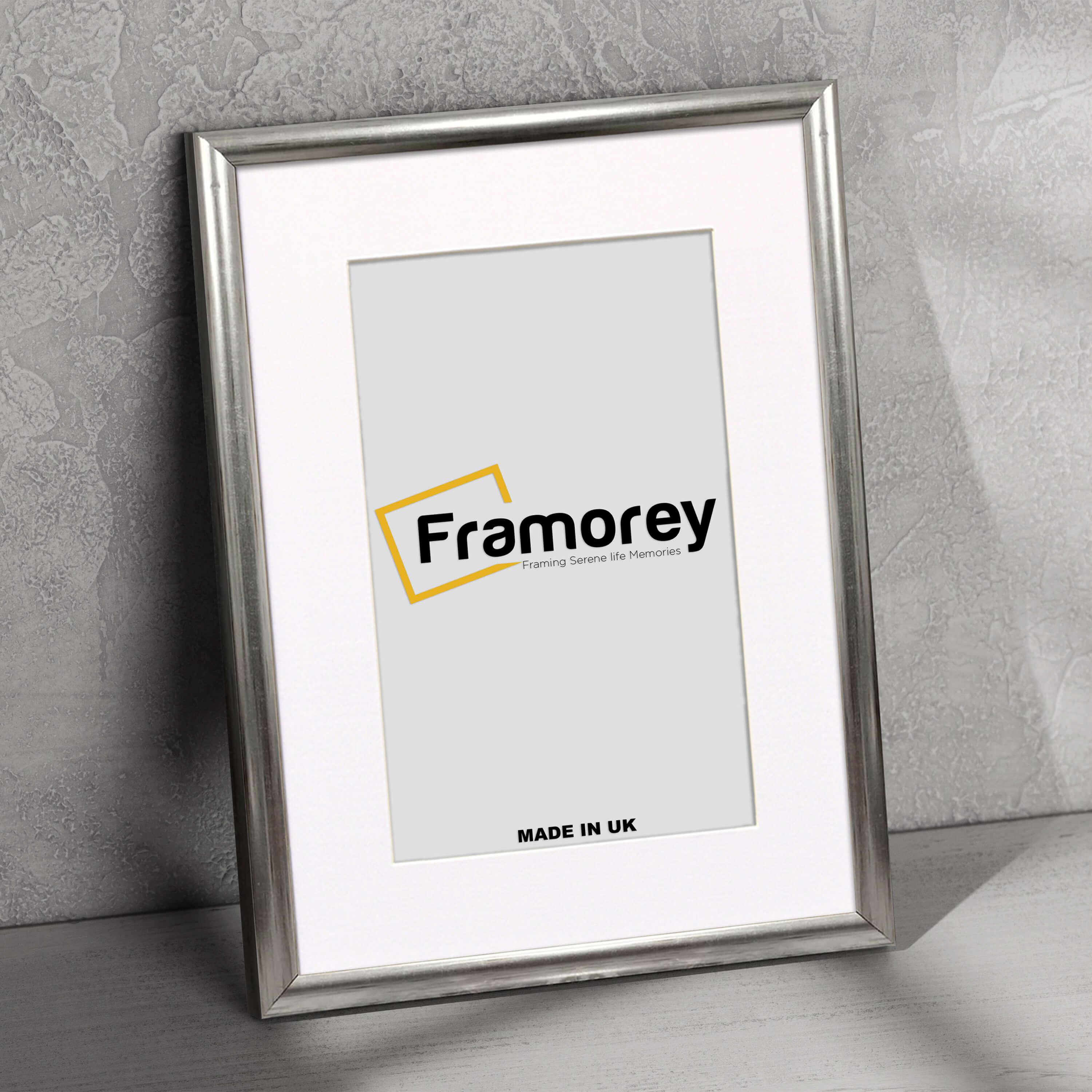 Silver Picture Frame Side View With White Mount