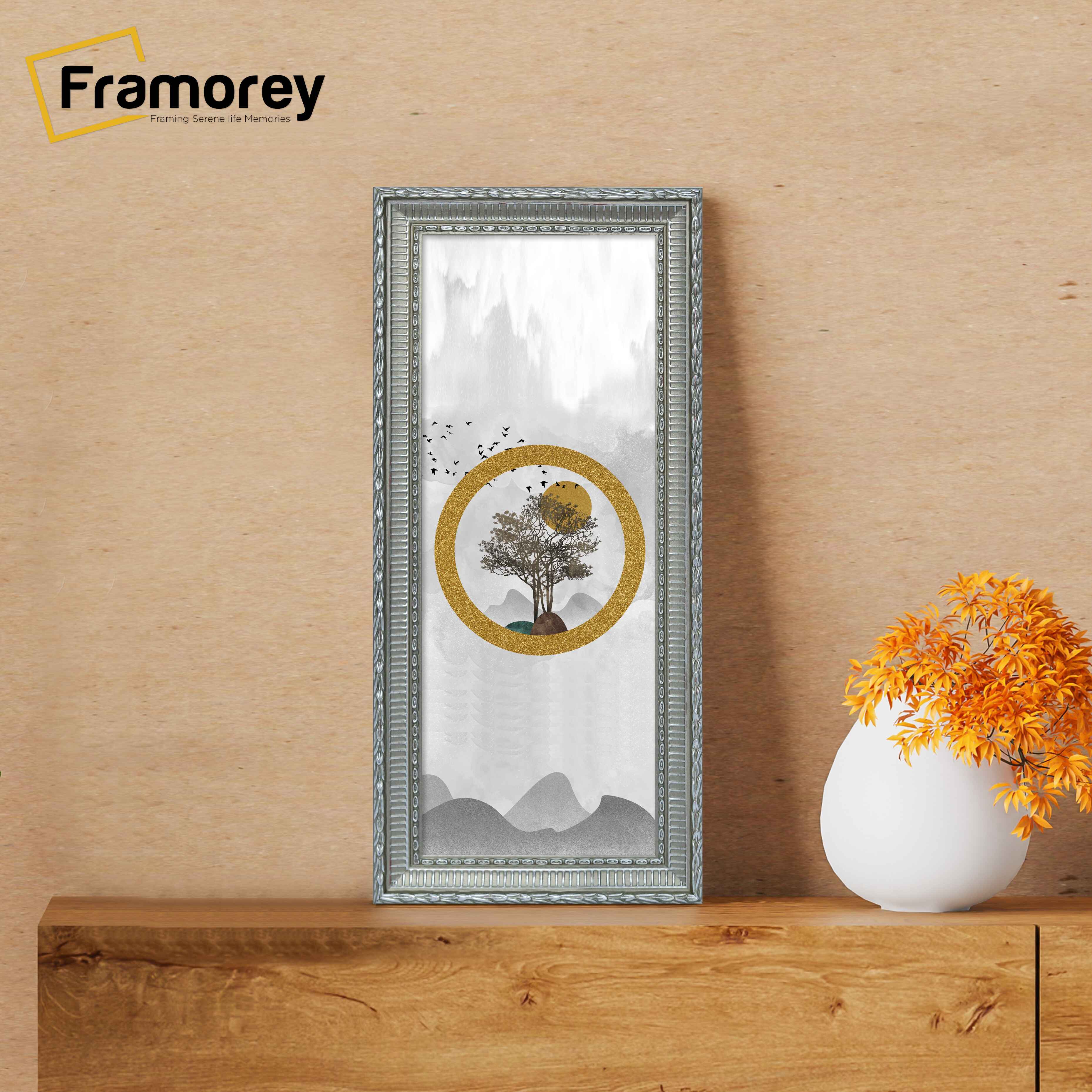 Panoramic Size Silver Picture Frame Mini Ornate Wall Art Hanging Frame