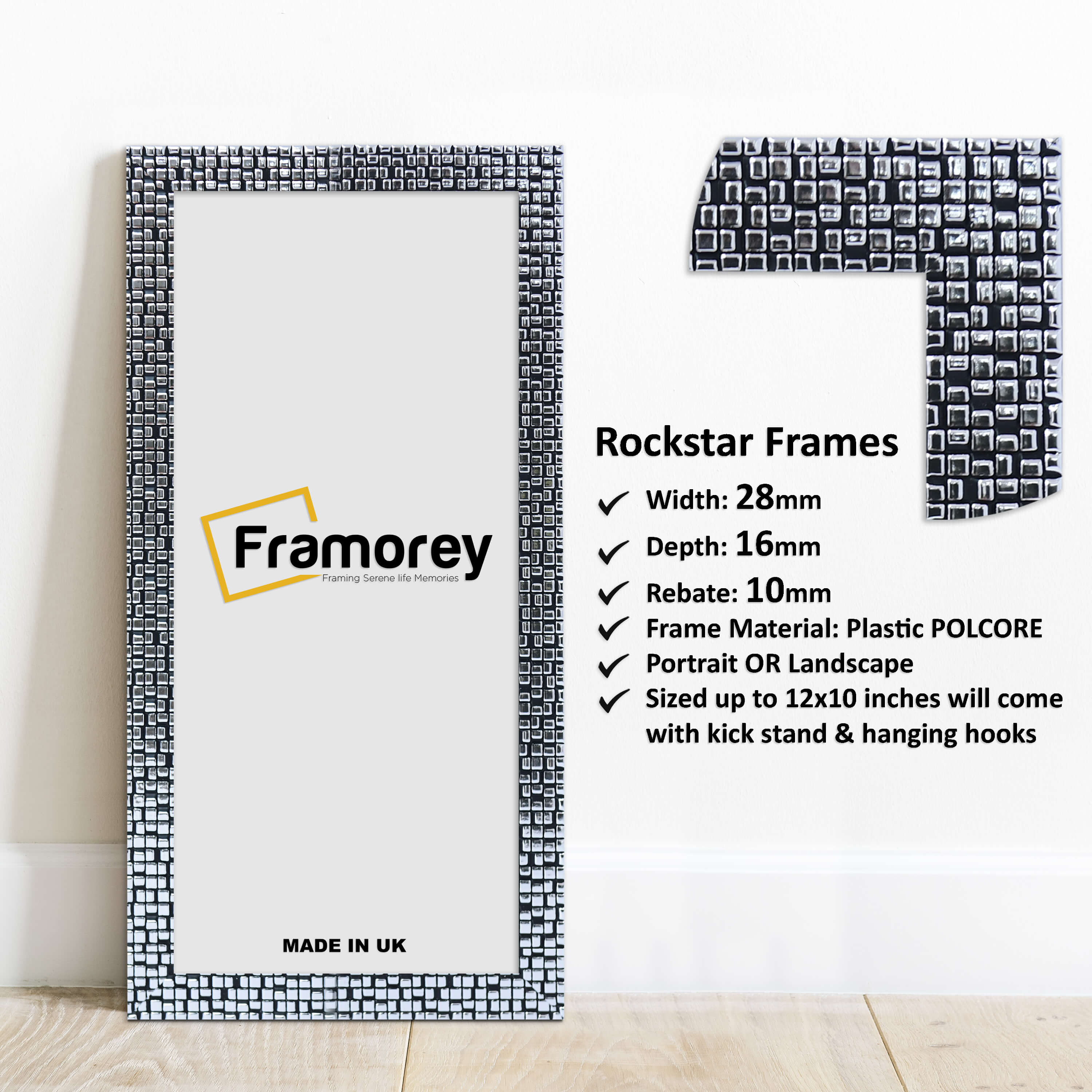 Panoramic Size Silver Picture Frame Photo Frame Rockstar Wall Art Frame