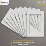 Silver Bevel Cut Mount pack of 8.