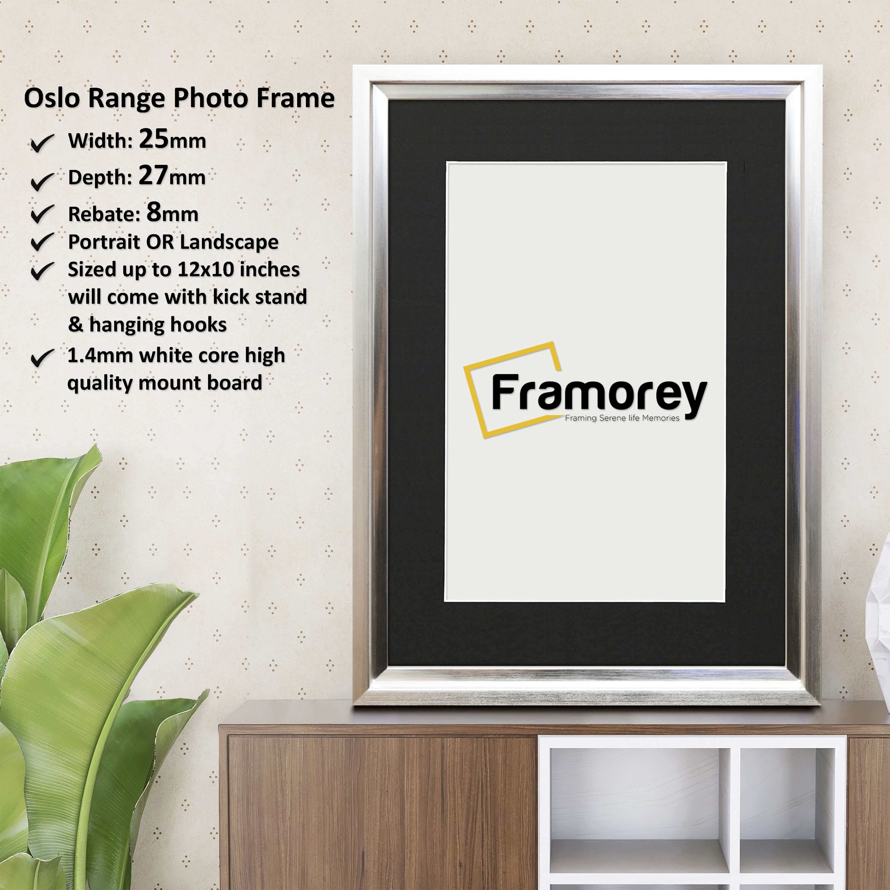 Silver Picture Frame Oslo Style Photo Frames With Black Mount
