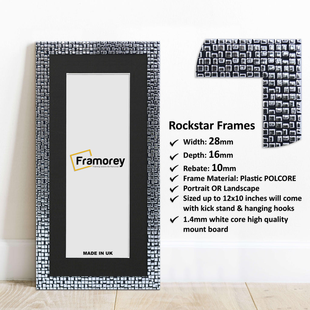 Panoramic Silver Picture Frame Rockstar Wall Art Frame With Black Mount