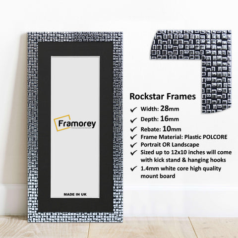 Panoramic Silver Picture Frame Rockstar Wall Art Frame With Black Mount