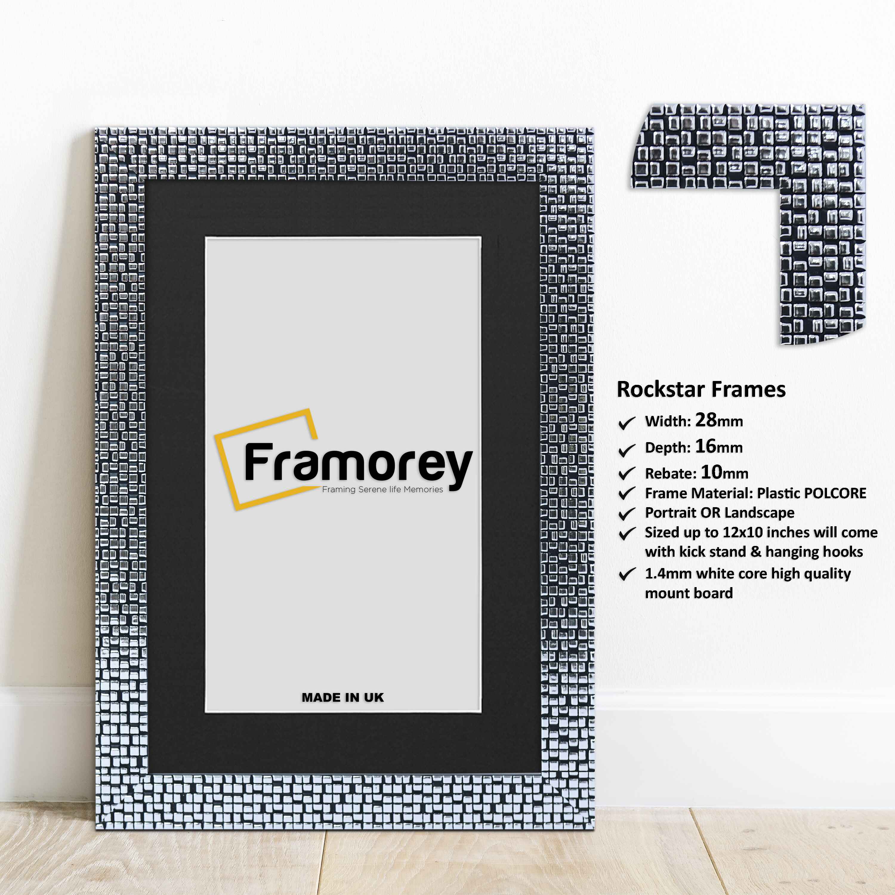Silver Picture Frame Photo Frame Rockstar Wall Art Frame With Black Mount