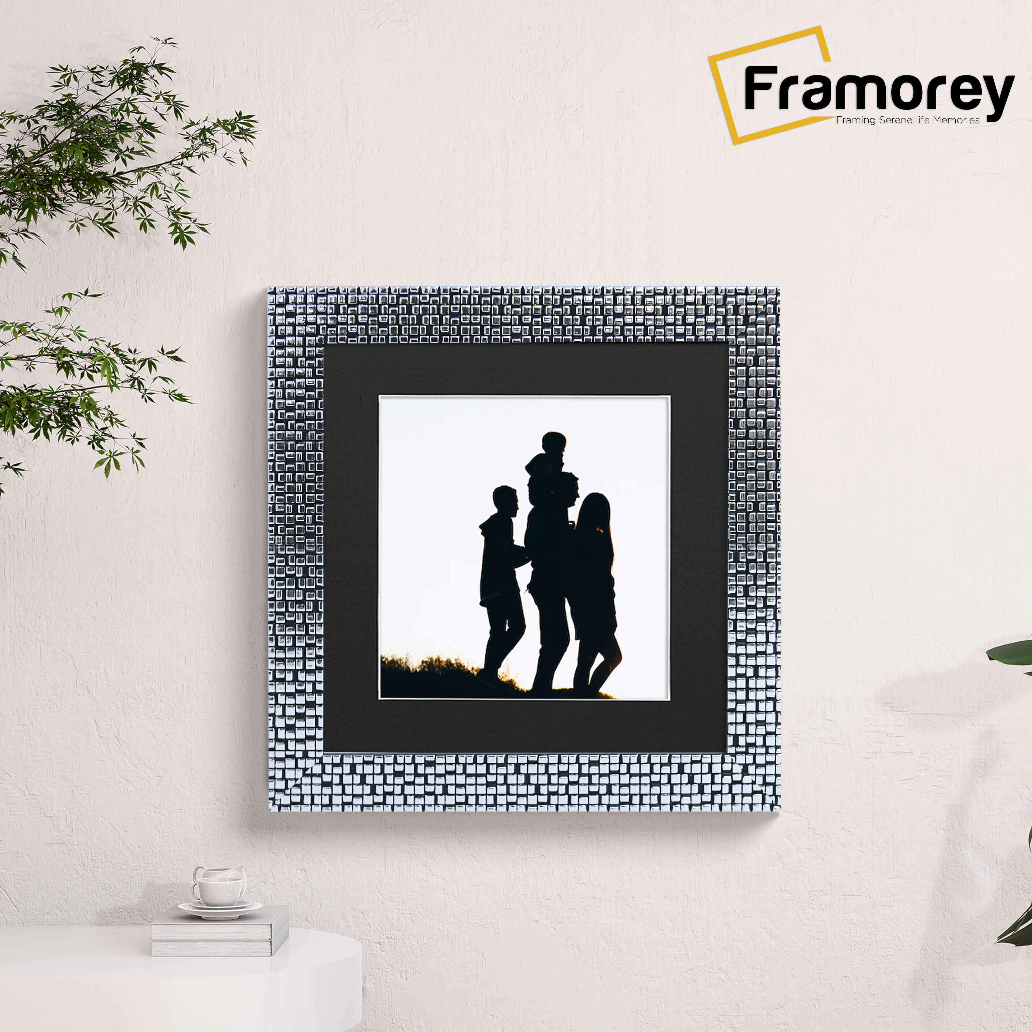 Square Size Silver Picture Frame Rockstar Style Photo Frame With Black Mount