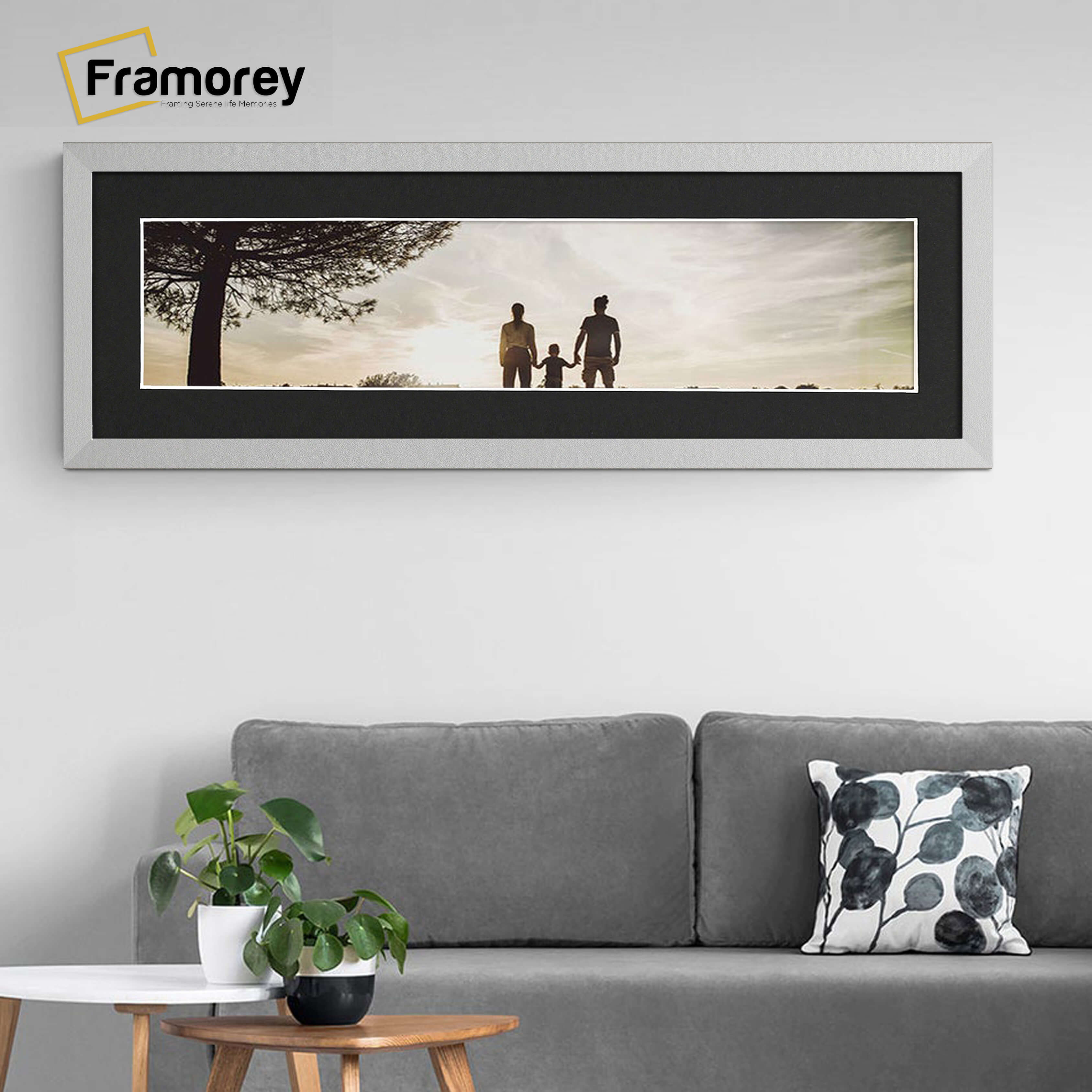 Panoramic Silver Picture Frame With Black Mount Wall Décor Frame