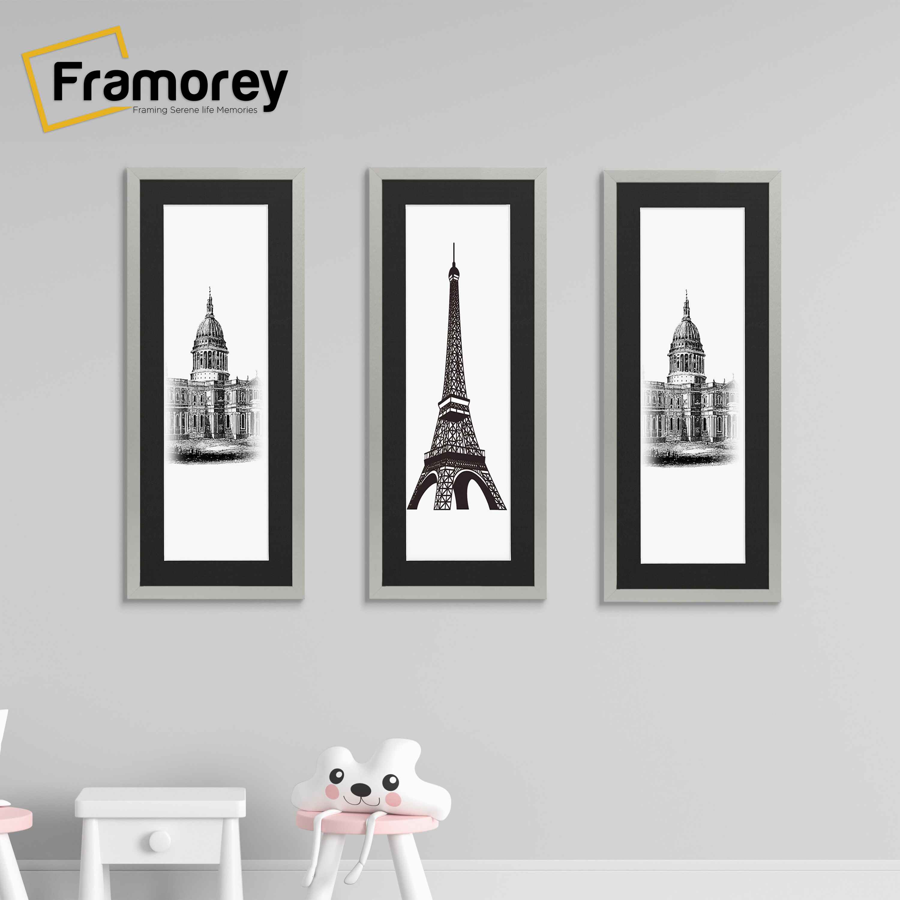 Thin Matt Panoramic Silver Picture Frames With Black Mount