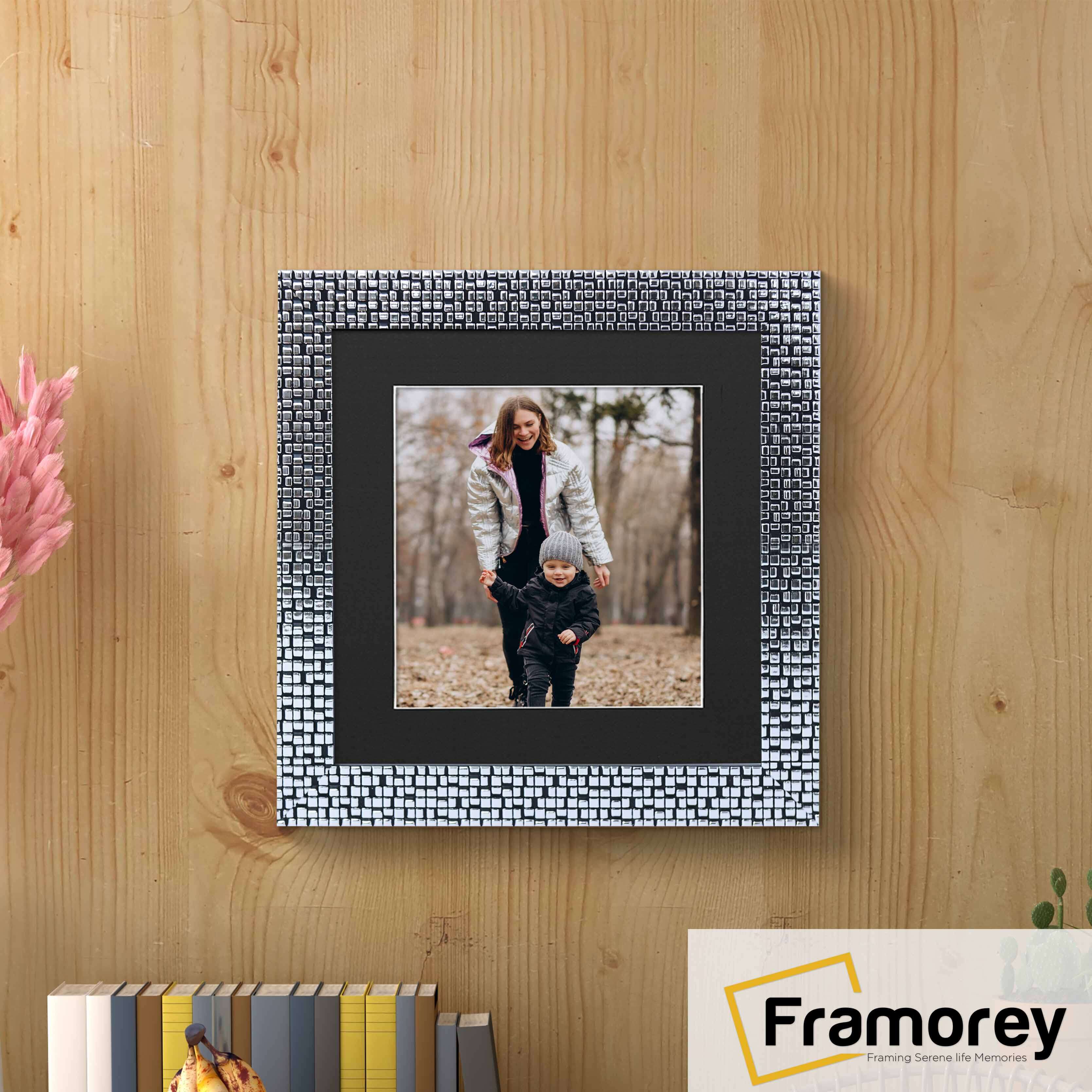 Square Size Silver Picture Frame Rockstar Style Photo Frame With Black Mount